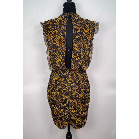 AllSaints Animal Print Ruched Mini Dress US 4 - Picture 4 of 9